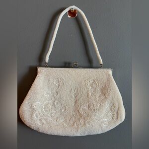 Vintage pearl Cream Beaded Handbag bridal bachelorette